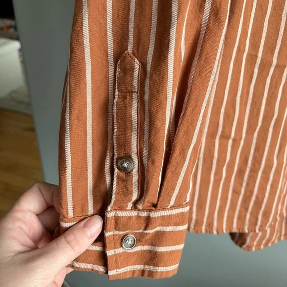 Universal Thread Orange Striped Button down - Picture 2 of 7